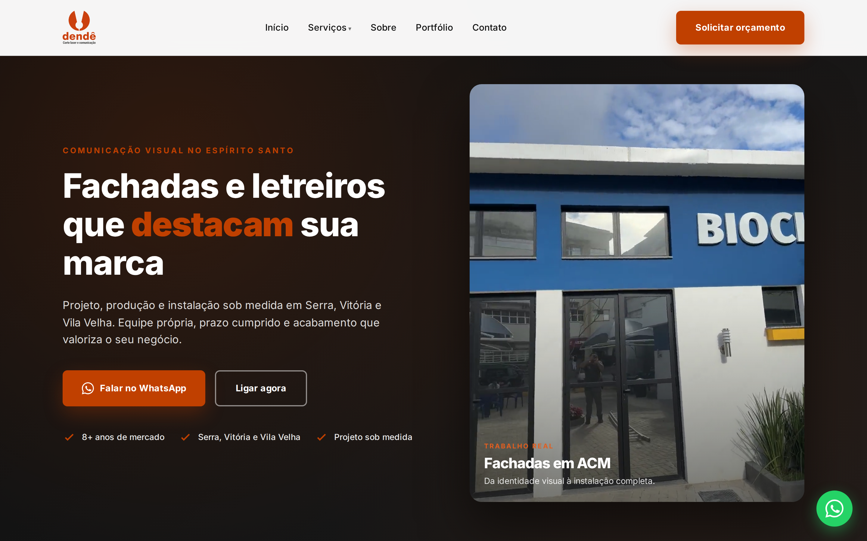 Site Dendê Comunicação Visual